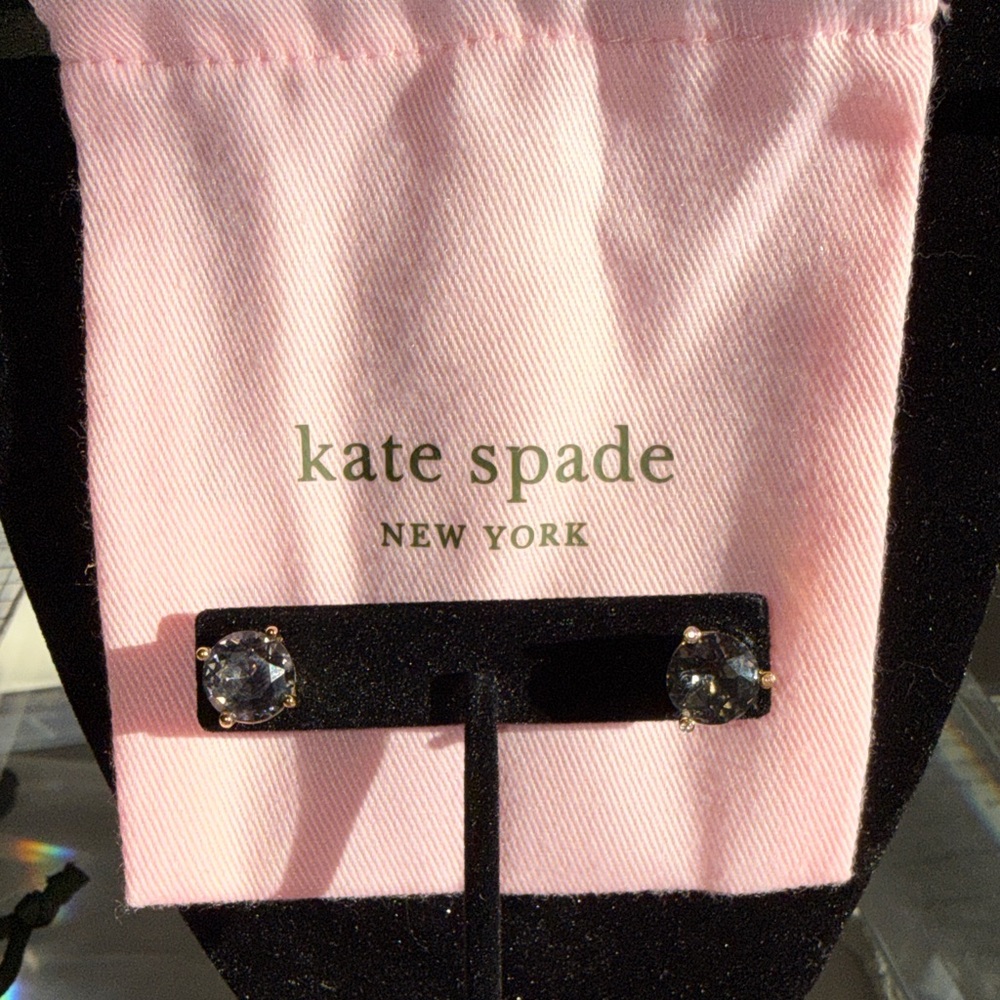 kate spade Clear Crystal Stud Earrings on Gold Setting